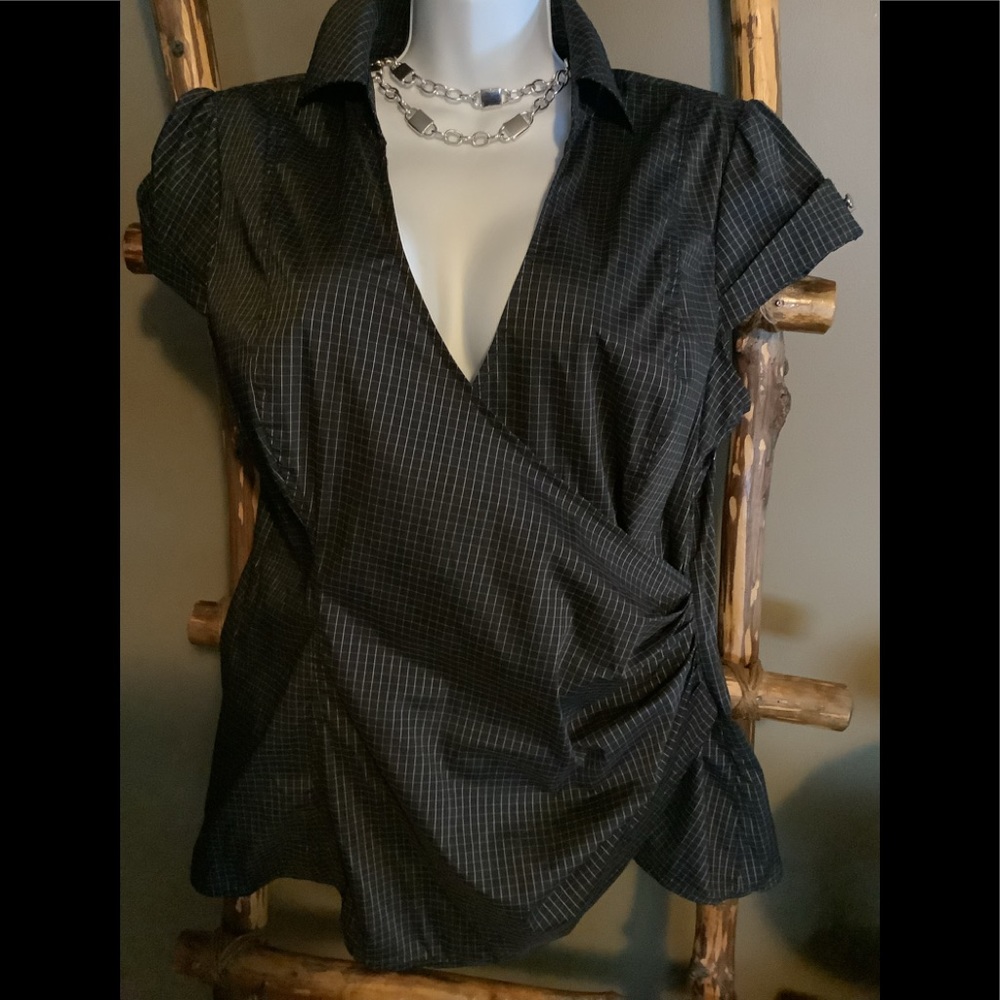 274 Checker stripe cross over dress shirt